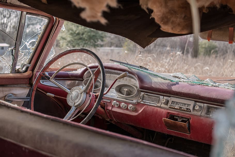 oldtimer, auto, rust, antique, rusted, decay, red, car, motor vehicle HD wallpaper