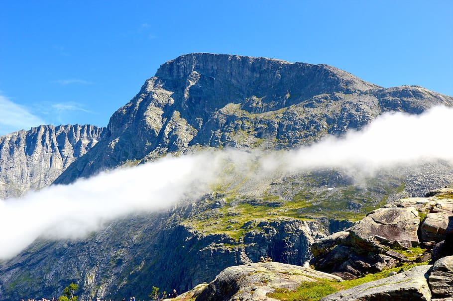 landscape, mountains, rock, clouds, norway, nature, beauty in nature HD wallpaper