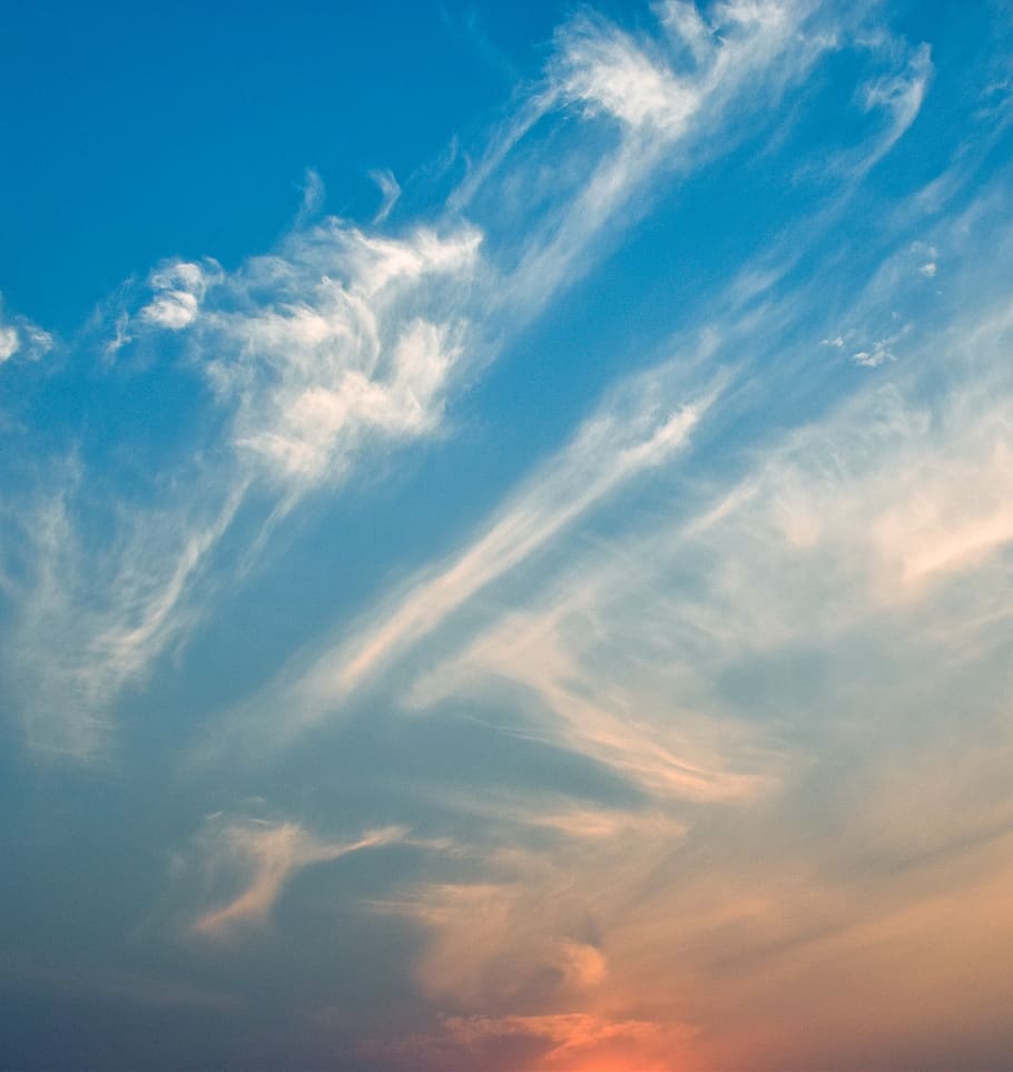 white clouds, nature, outdoors, sky, azure sky, red sky, dawn HD wallpaper