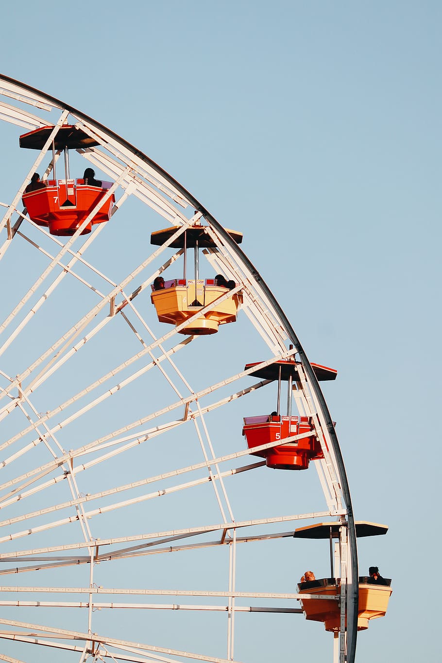 red and brown carousel, sky, amusement park ride, clear sky, ferris wheel HD wallpaper