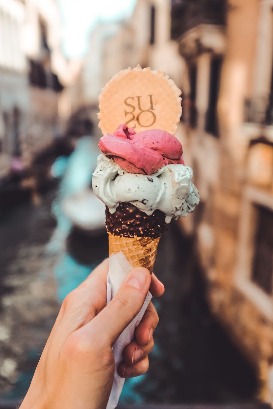 italy, san marco, venezia, suso, ice-cream, cone, scoops, summer, HD wallpaper