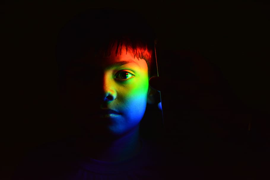 portrait, lighting, model, face, dark, photomontage, person HD wallpaper