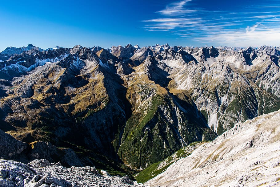 rocky mountain view, outdoors, mountain range, nature, peak, slope HD wallpaper