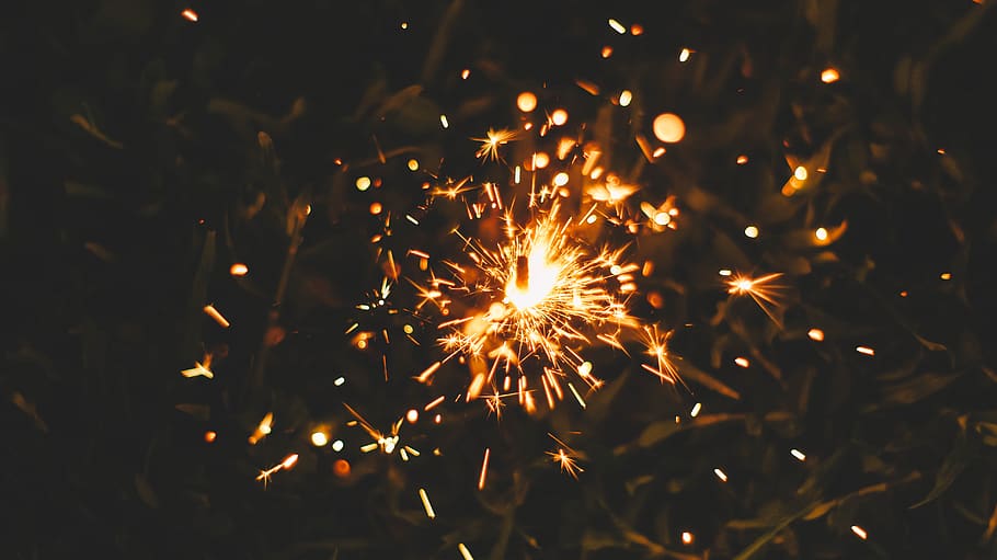 fire, flames, sparkler, sparks, light, night, celebration, illuminated HD wallpaper