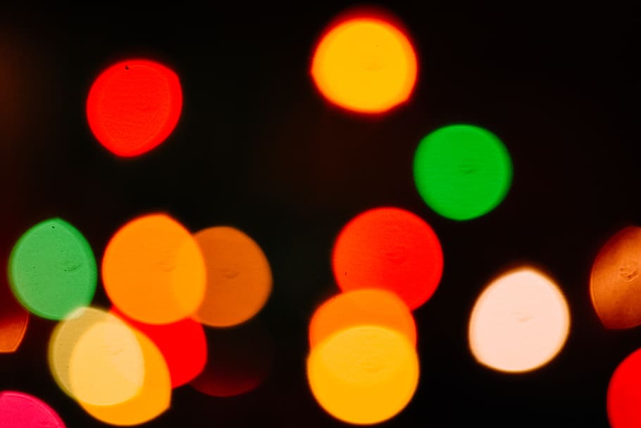 bokeh lights, black background, illuminated, abstract, defocused HD wallpaper