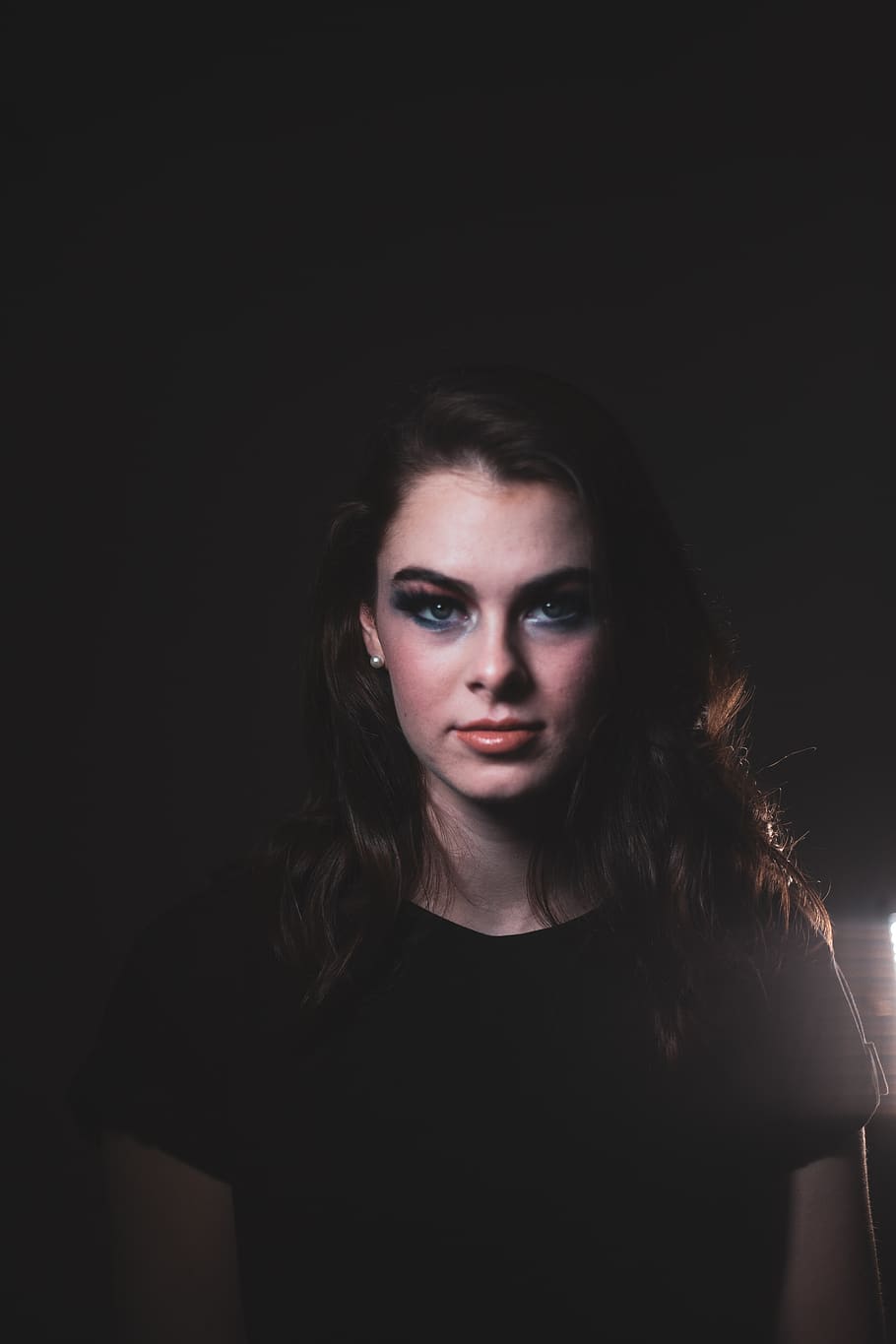 human, person, face, lighting, female, black, portrait, woman HD wallpaper