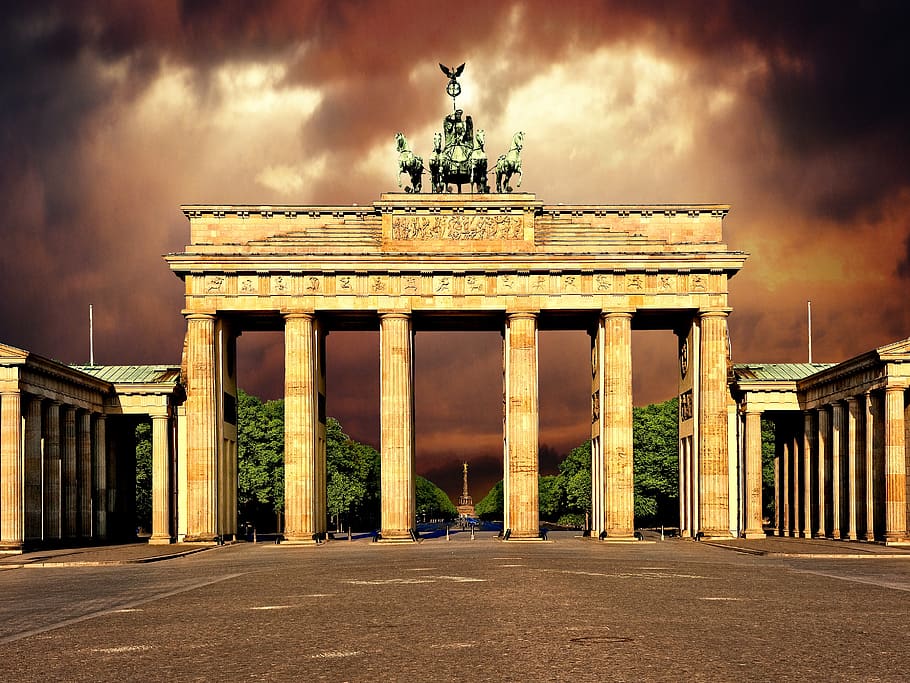HD wallpaper: berlin, brandenburg gate, landmark, architecture, dramatic 14...