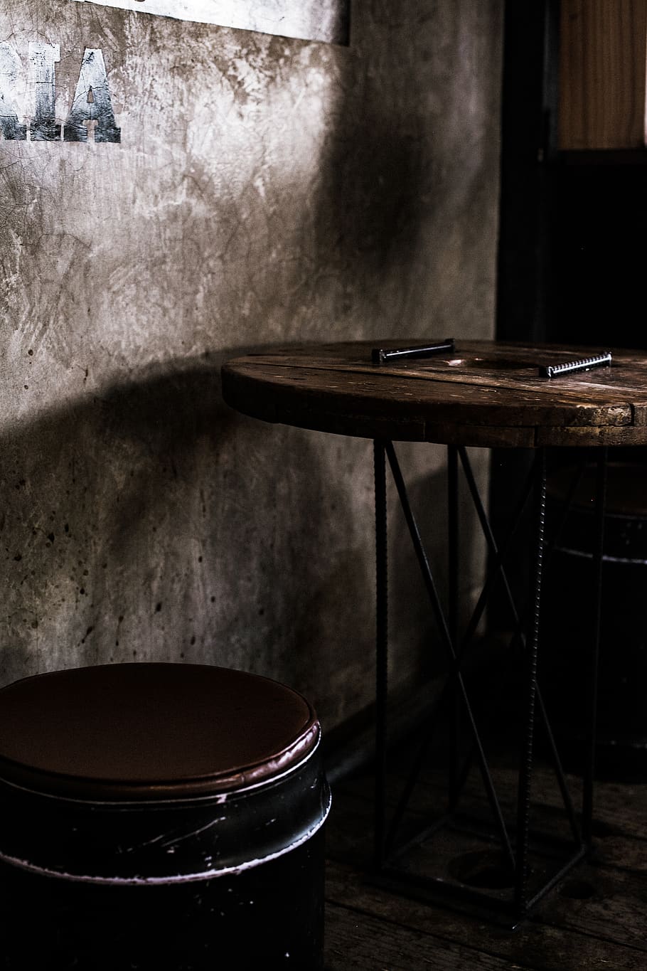 brown table beside wall, indoors, still life, refreshment, food and drink HD wallpaper