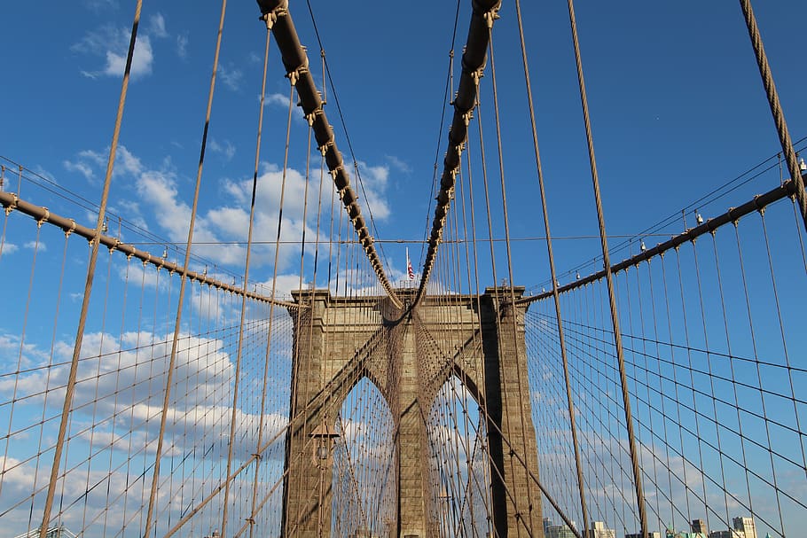 brooklyn, bridge, walking, nyc, manhattan, usa, city, landmark HD wallpaper