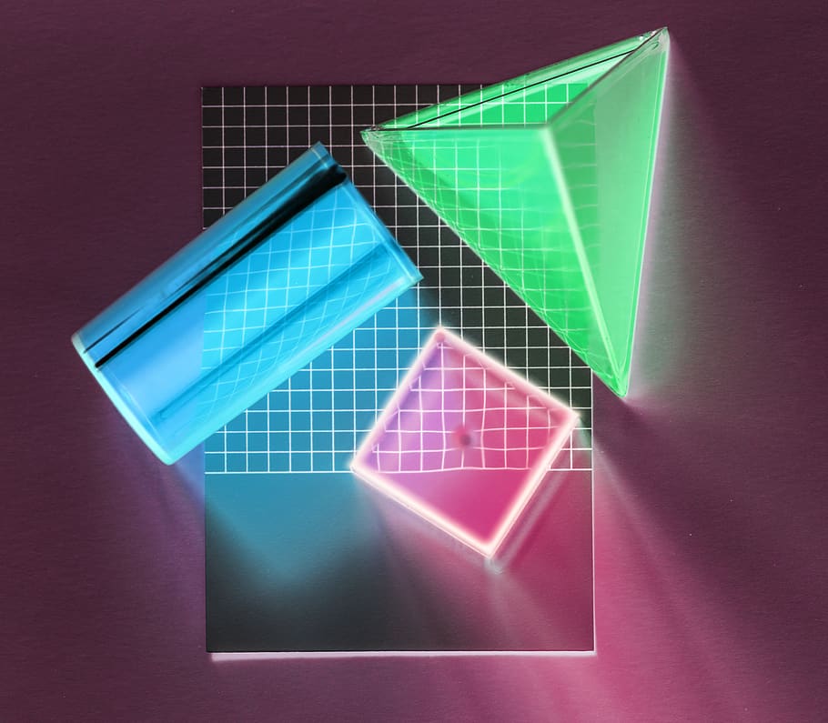 Red, Blue, and Green Shape 3d Digital Wallpaper, art, background