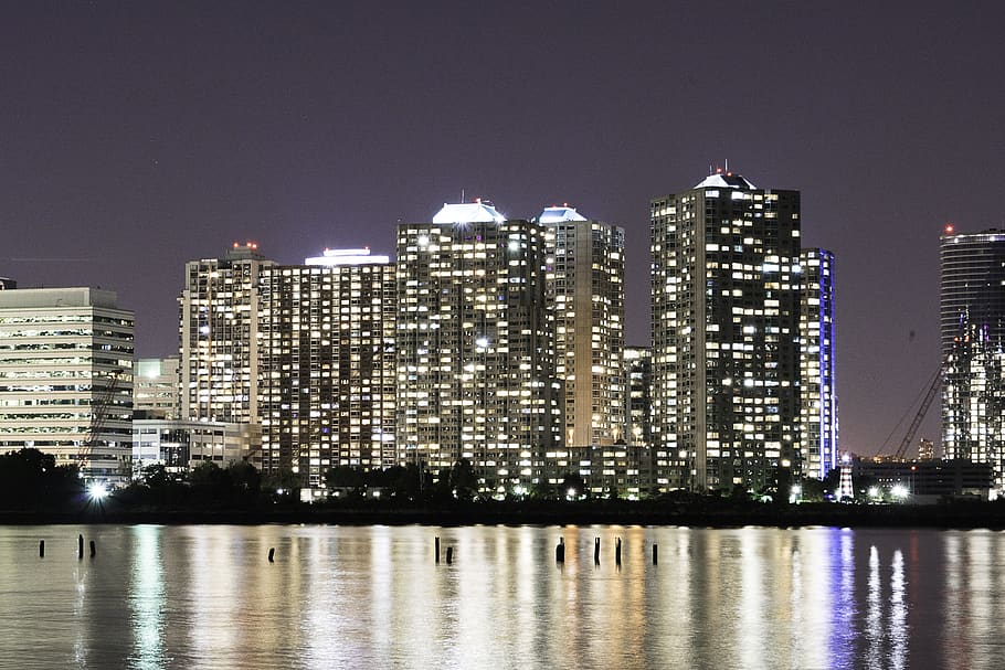 architecture, city, wallpaper, building exterior, night, illuminated HD wallpaper