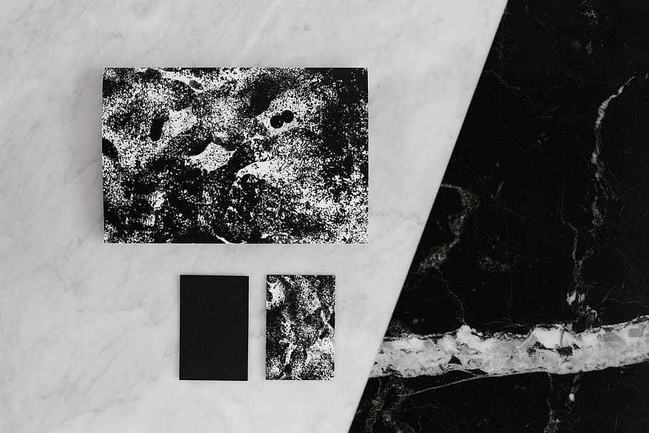 Black & white mockup business brand template, branding, marble