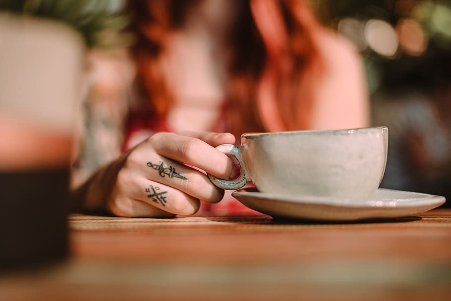 Person Holding White Ceramic Cup, blur, hand, kitchenware, tableware HD wallpaper