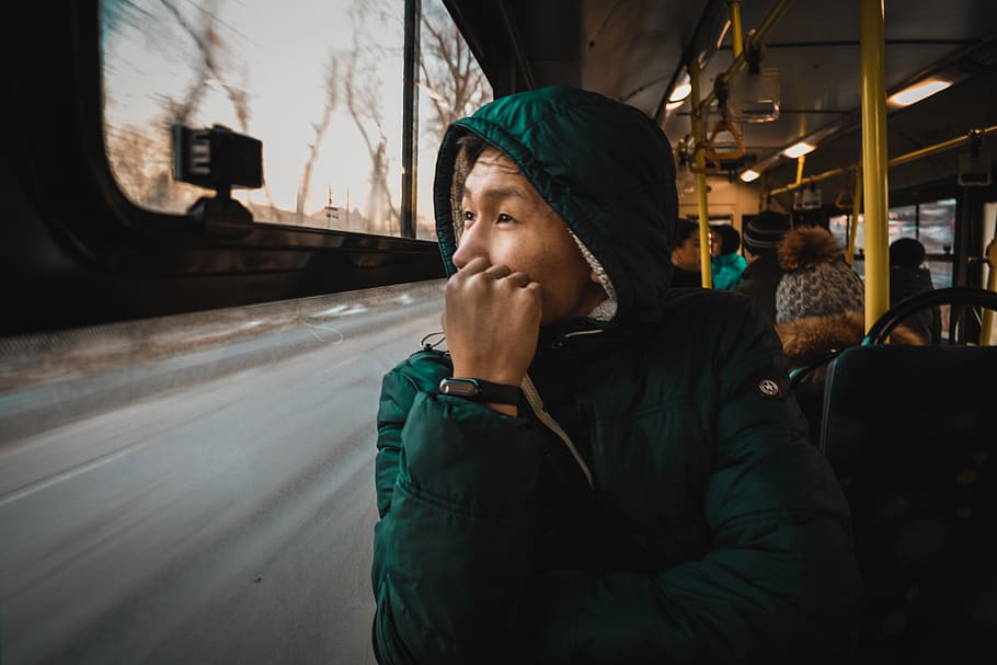 Person Wearing Green Hoodie, adult, close-up, cold, jacket, looking HD wallpaper