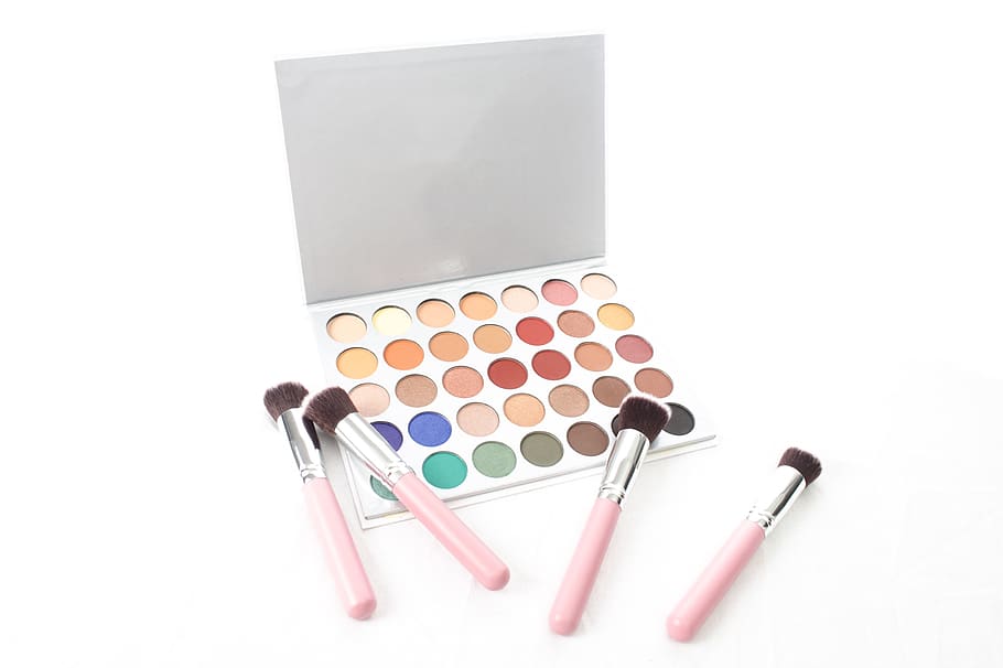 makeup, brushes, cosmetics, white background, studio shot, cut out HD wallpaper