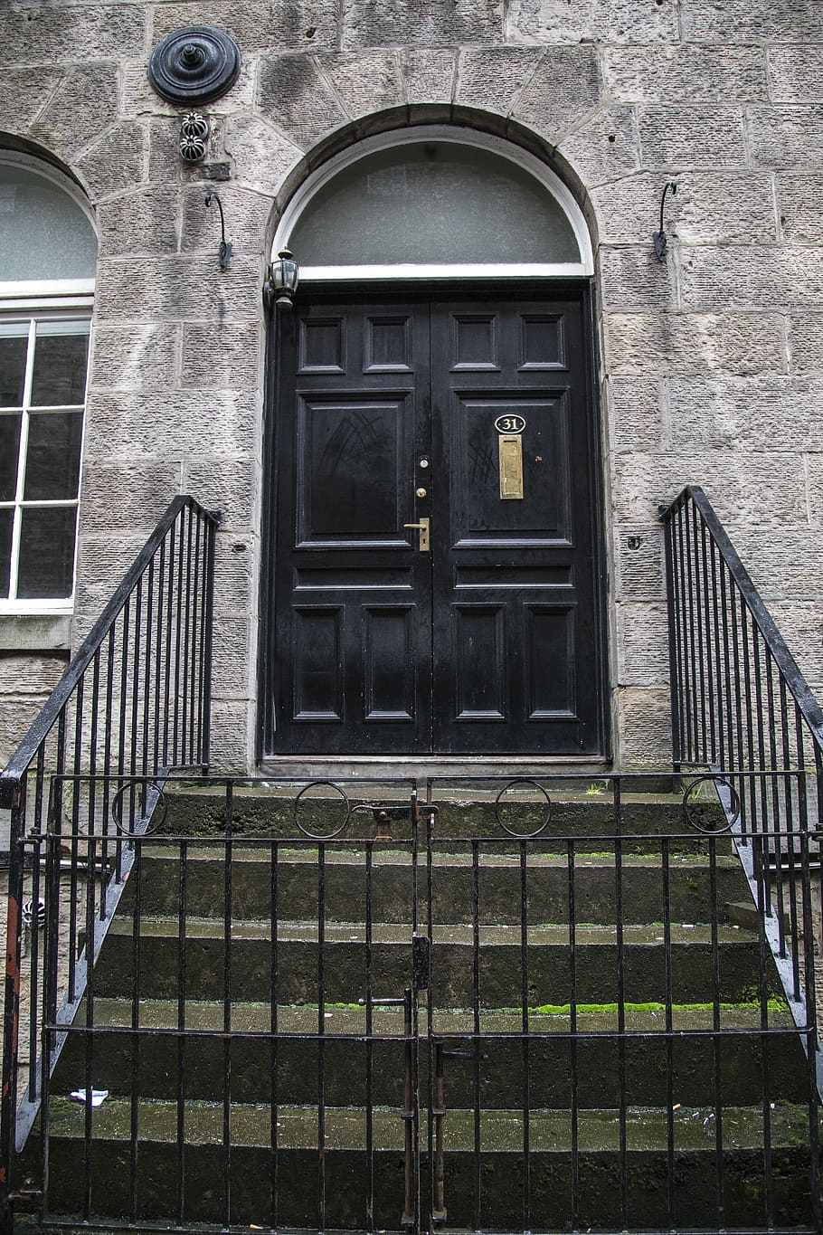 edinburgh, united kingdom, centre, black, wood, door, gate, HD wallpaper