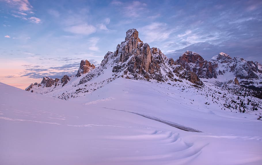 mountain, snow, peak, summit, winter, cold, sky, nature, landscape HD wallpaper