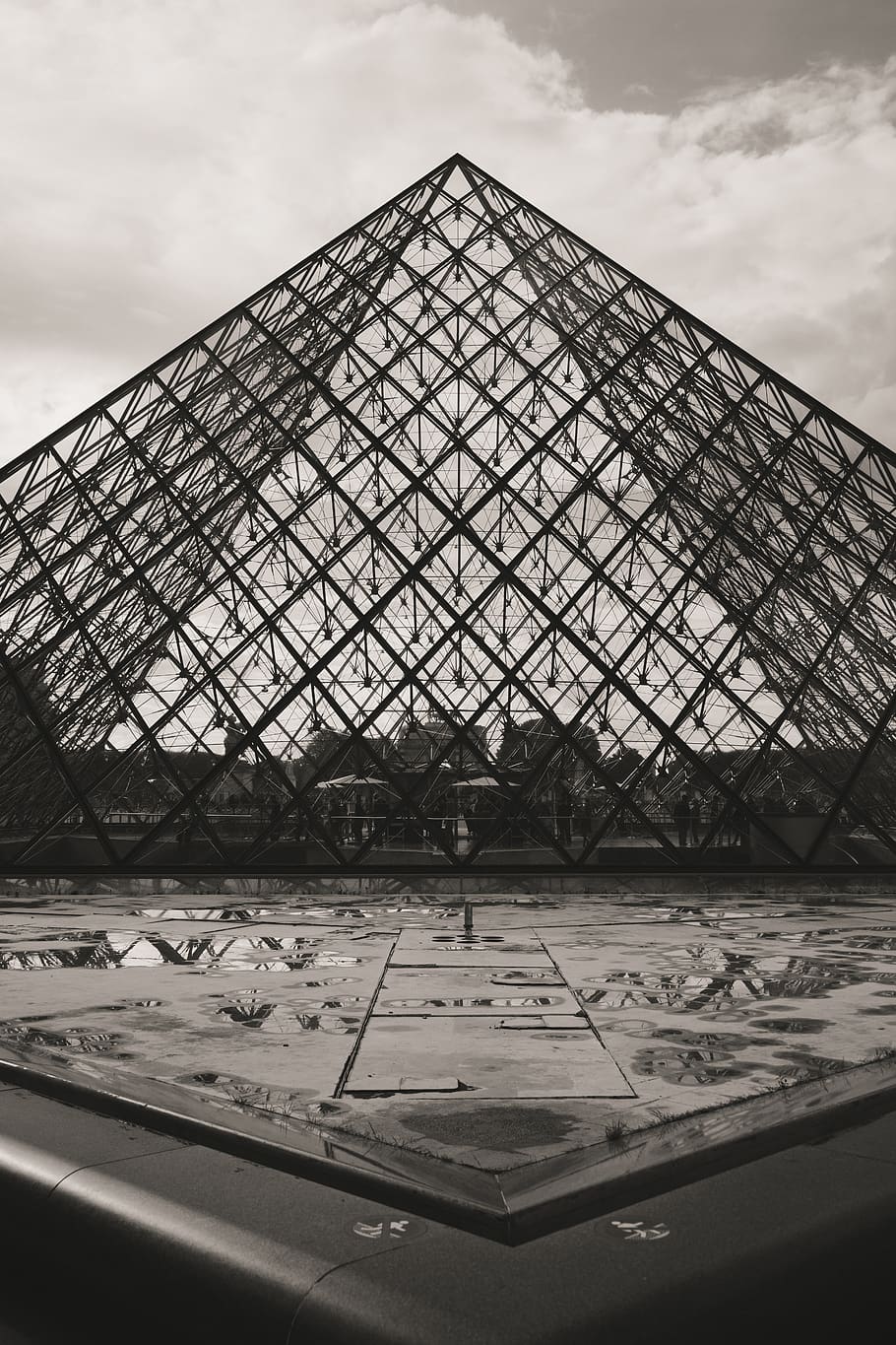 paris, france, louvre museum, pyramid, pyramide, glass, steel, HD wallpaper