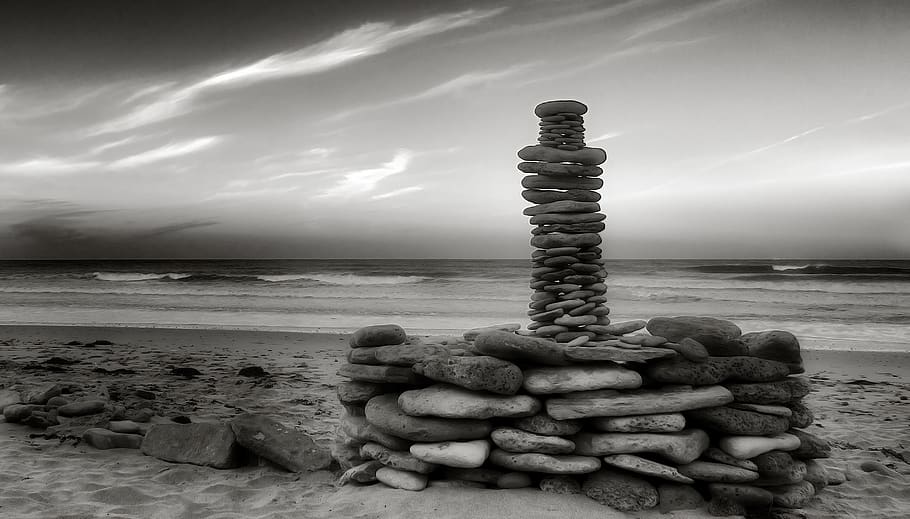 ocean, beach, water, sky, rock, sea, cloud - sky, horizon over water HD wallpaper