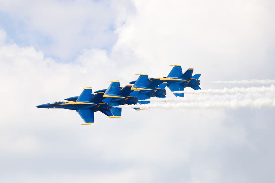 jet planes under cloudy sky during daytime, airplane, transportation HD wallpaper