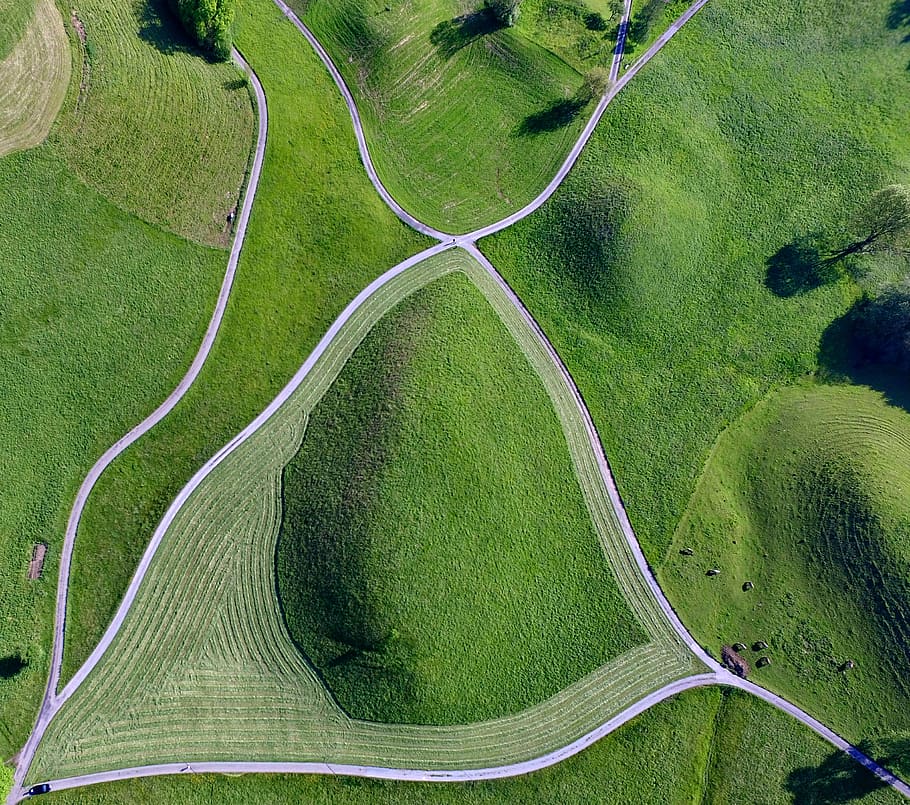 green, field, grass, aerial, view, nature, outdoor, green color HD wallpaper
