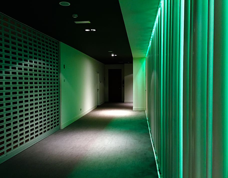 spain, oviedo, las caldas, space, hotel, indoors, green color, HD wallpaper