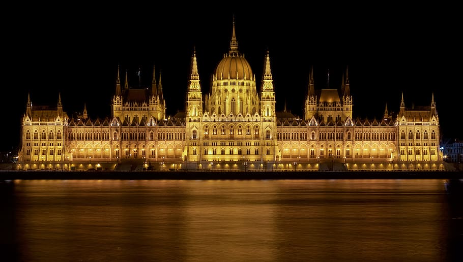 lighted concrete castle, travel destinations, illuminated, architecture HD wallpaper