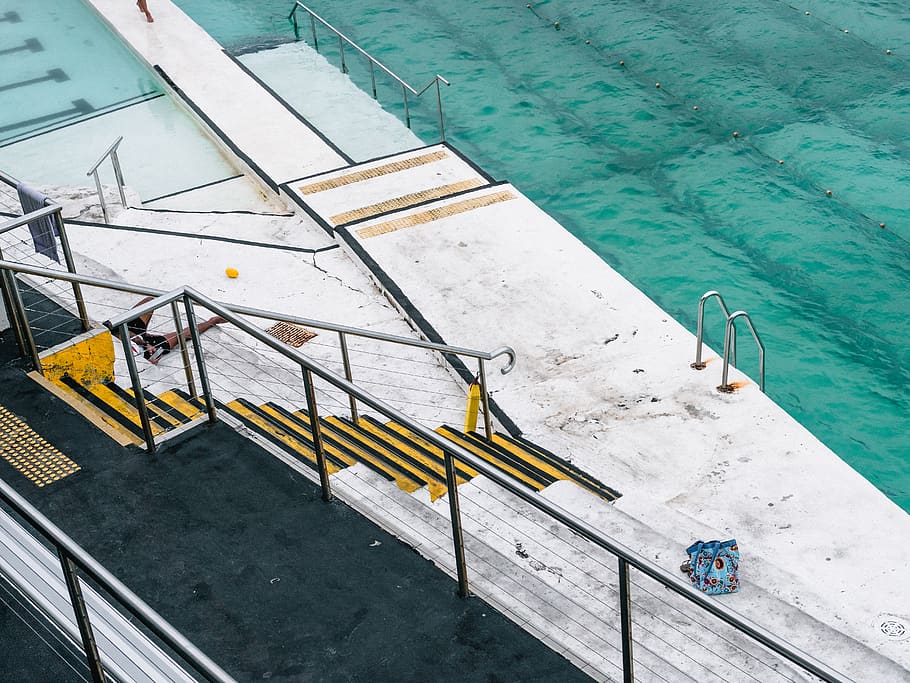 Swimming Pool , water, high angle view, railing, day, nature HD wallpaper