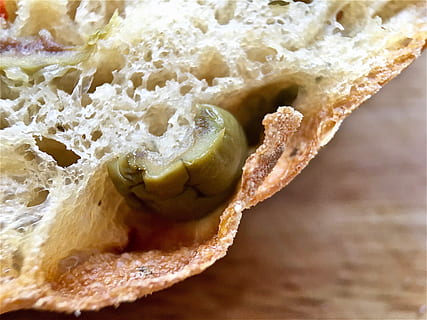bread, bread roll, ciabatta roll, crumbs, close up, crust, dough HD wallpaper