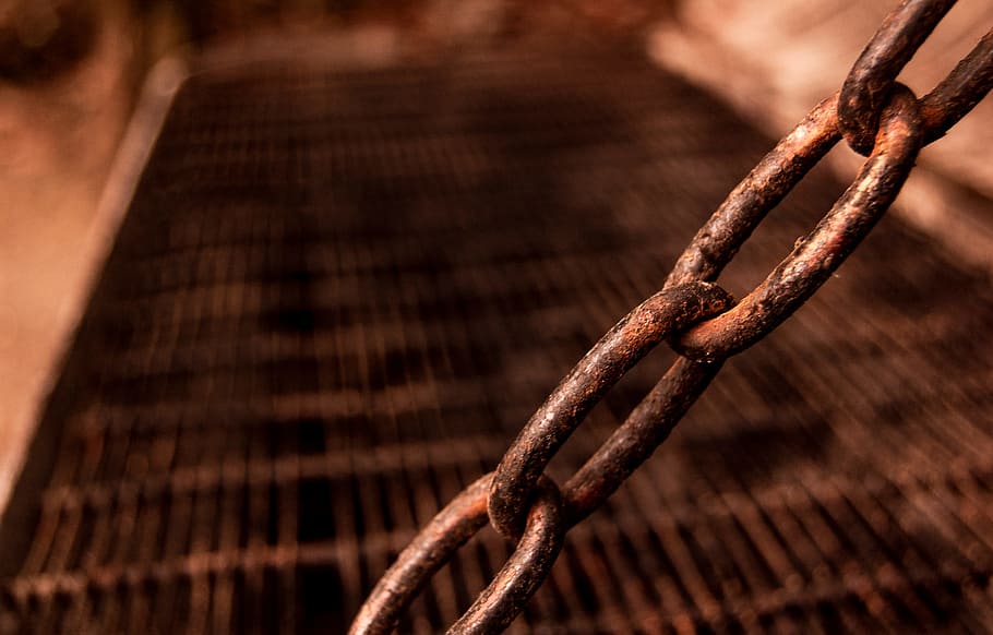 rusty, chain, link, grate, steel, metal, security, close-up HD wallpaper