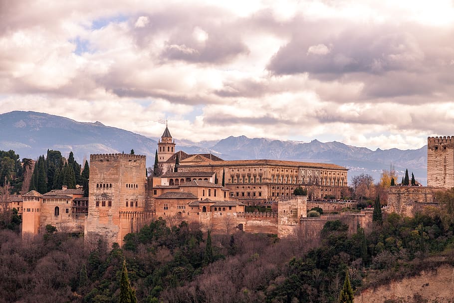landscape, spain, panorama, mountains, building, mediterranean HD wallpaper