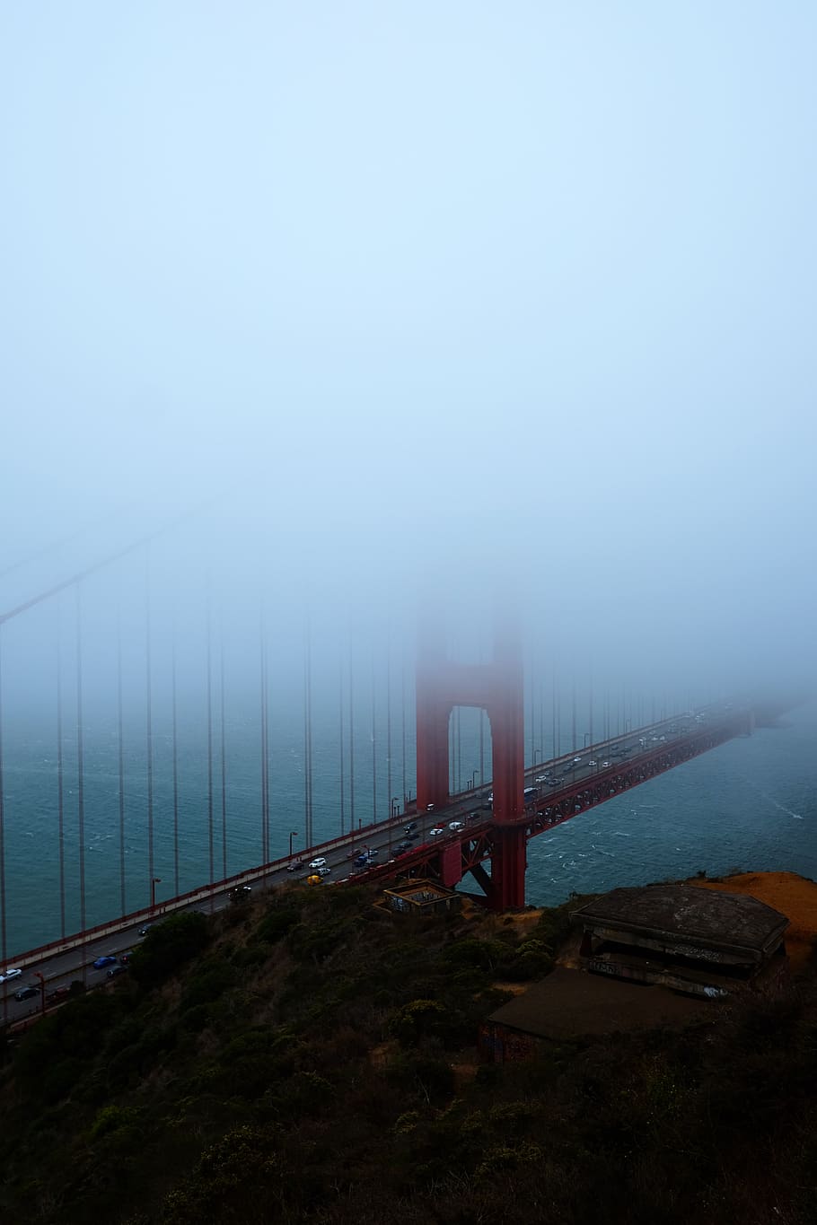 Golden Gate Bridge, fog, water, bridge - man made structure, sky HD wallpaper