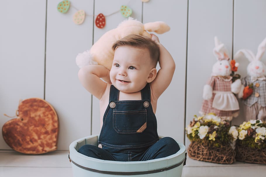 easter, child, baby, spring, children, decoration, nature, rabbit HD wallpaper