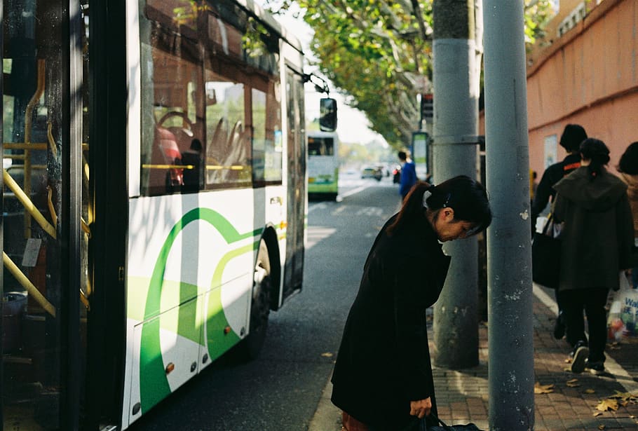 people beside bus, human, person, vehicle, transportation, clothing HD wallpaper