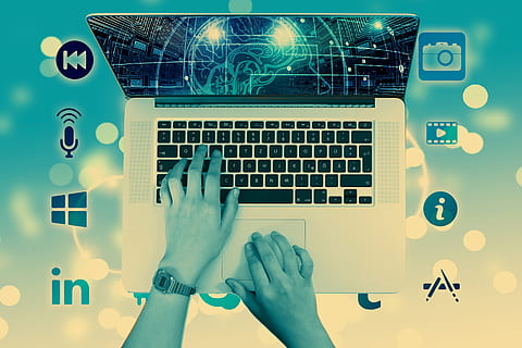 laptop, hands, write, contact, media, system, web, network HD wallpaper