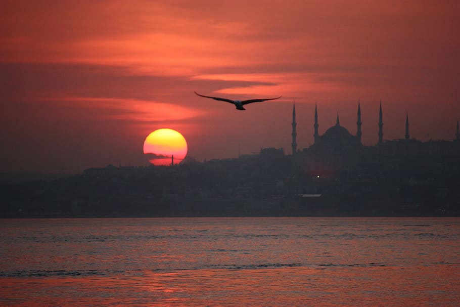 istanbul, sunset, panorama, sky, building exterior, architecture HD wallpaper