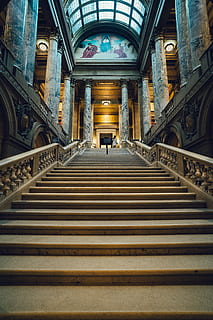 Low-angle Photo of Building Staircase, arch, architecture, ceiling HD wallpaper