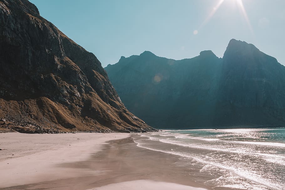 norway, moskenes, kvalvika beach, polar, lofoten, ocean, waves, HD wallpaper