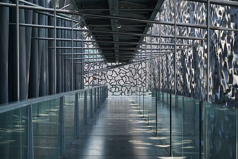 marseille, mucem, architecture, design, buildings, passageway HD wallpaper