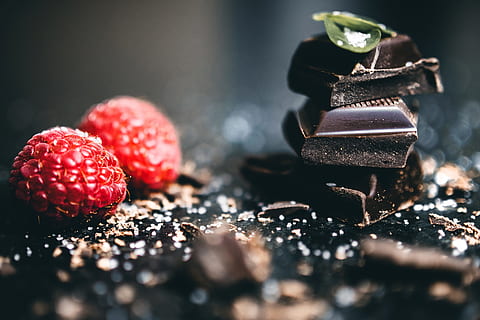 dark, chocolate, raspberry, sprinkle, tasty, dessert, food HD wallpaper