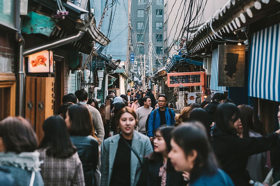 pedestrian, human, person, seoul, 익선동, korea, crowd, apparel