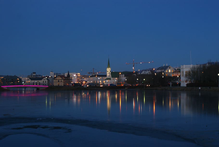 iceland, water, sky, building exterior, reflection, built structure HD wallpaper