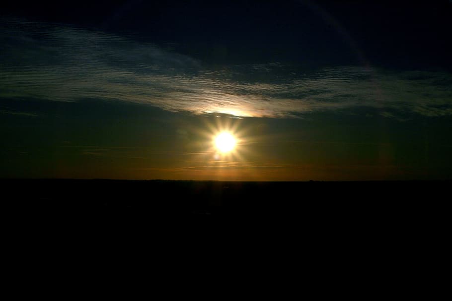 sun, sunset, nature, yellow, sky, beauty in nature, cloud - sky HD wallpaper