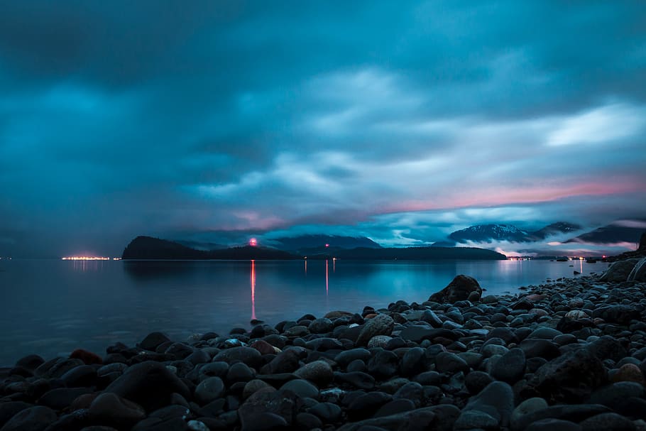 sea, ocean, water, waves, nature, rocks, stone, clouds, sky HD wallpaper