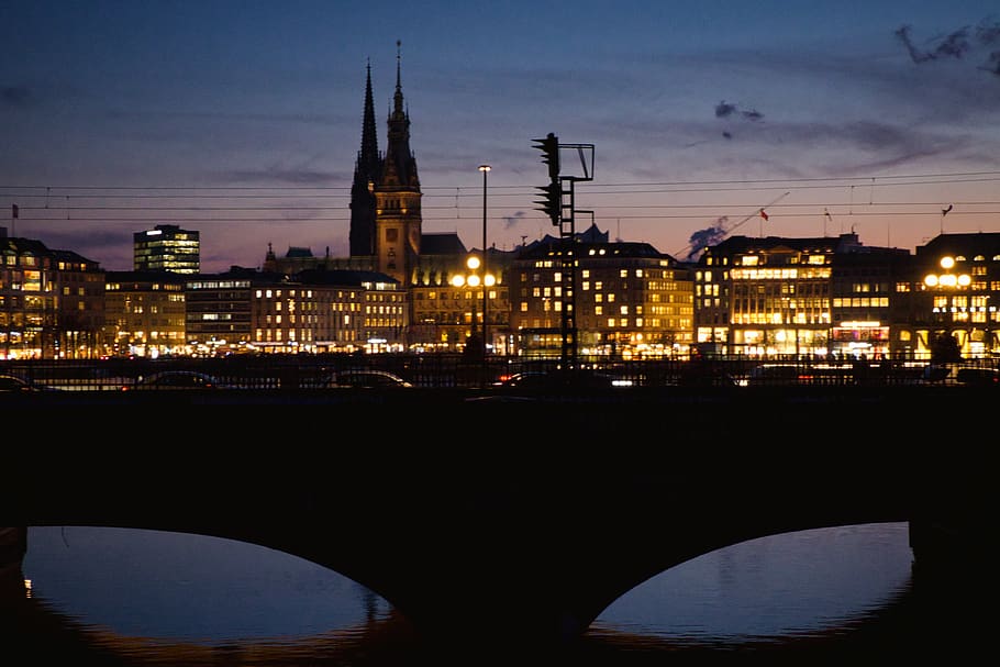 building, architecture, spire, steeple, tower, hamburg, city HD wallpaper