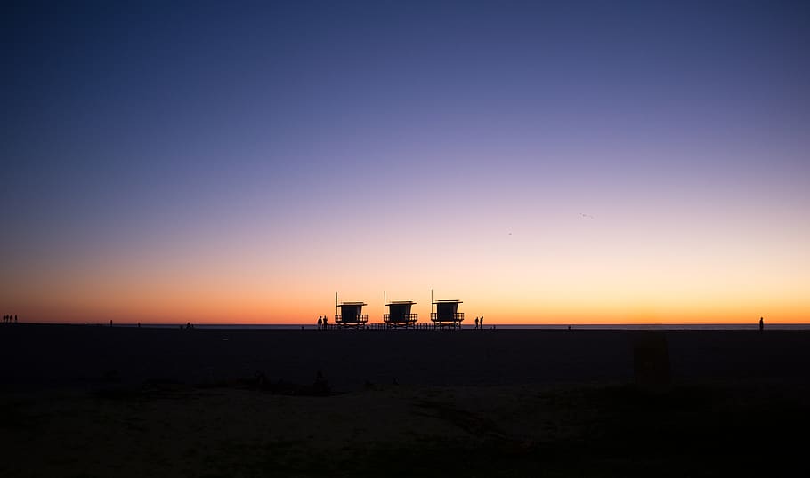 california, sunset, beach, gradient, sky, building exterior HD wallpaper