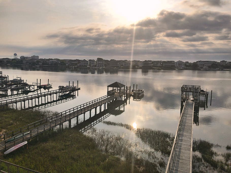 united states, wrightsville beach, coast, carolina, reflection, HD wallpaper