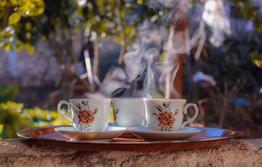 Teacups And Saucers On A Tray, beverage, coffee, drinks, hot HD wallpaper