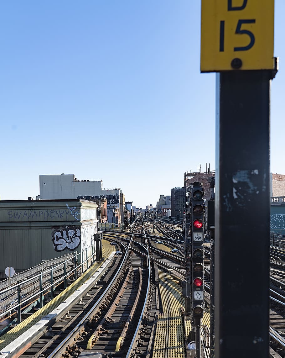gray train rail view, train track, transportation, railway, city HD wallpaper