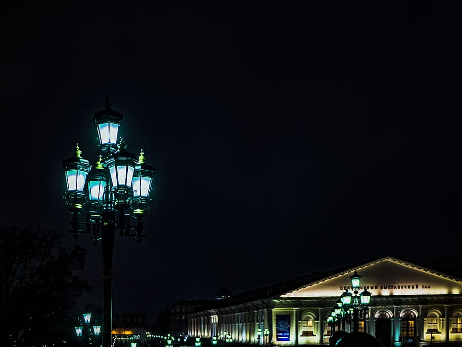 Photo of Turn-on Post Lamp during Nighttime, architecture, building HD wallpaper